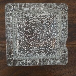 Scandinavian Glass Mid Century Icicle Ashtray, Heavy.